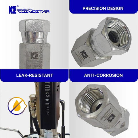 Three Eighths Inch NPTF Female To Three Eighths Inch NPSM Swivel Hydraulic Adapter For Pipe Fittings And High Pressure Hoses Built Tough From Carbon Steel With Rust Resistant Zinc Plating in use