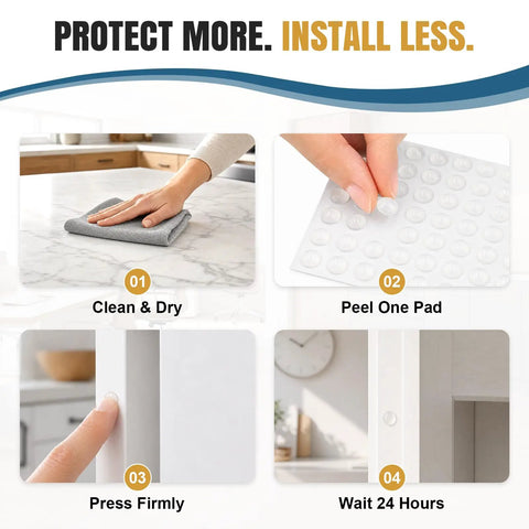 Step-by-step guide for using 200 Count 0.4 Inch Round Cabinet Door Bumpers Self Adhesive Silicone Pads.