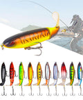 Whopper Bass Topwater Lure Kit With Floating Rotating Tail And Barb Treble Hooks, Plopper Lures For Saltwater And Freshwater, 10 colorful lures
