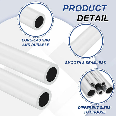 Beefy 6063 Aluminum Tubing Round Tube 1.38 Inch Outer Diameter 0.98 Inch Inner Diameter 13 Inch Length Metal Straight Pipe For Industrial Use DIY Projects Furniture Decor Silver, showing metal pipe details and features.