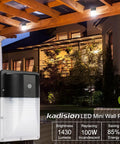LED Mini Wall Pack With Dusk To Dawn Photocell, 13W 5000K 1430 lm Outdoor Security Light installed on house patio ceiling