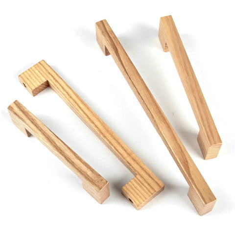 Two Pack Beech Wood Cabinet Handles For Cabinet Cupboard Door Drawer Dresser Solid Wood Pulls With Natural Wood Grain Simple Modern Style 192mm Length