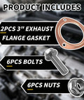 Heavy Duty 3 Inch Copper Exhaust Flange Collector Gasket Kit With 6 Pcs M10 304 Stainless Steel Bolts And Nuts for SBC BBC Chevy