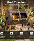 Dual Chamber Compost Tumbler 360 Degree Rotating Drum With Stirring Blades for garden use, outdoor scene