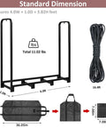 Beefy Heavy Duty Firewood Rack With Log Carrier Four Foot Outdoor Wood Storage Stand Adjustable Length With Rope and Bag