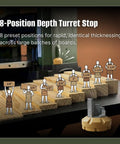 8-Position Depth Turret Stop showing preset thicknesses for Absolute Knockout 13 Inch Benchtop Planer for rapid identical thicknessing.