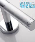 Close-up of Shower Foot Rest Bar Wall Mount Brass Ledge Easy Leg Shaves Polished Chrome with knurled texture and brass detail.