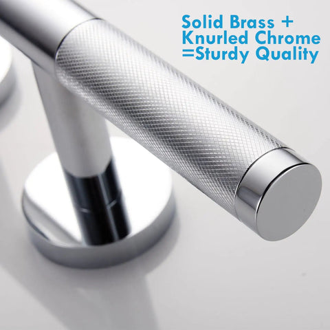 Close-up of Shower Foot Rest Bar Wall Mount Brass Ledge Easy Leg Shaves Polished Chrome with knurled texture and brass detail.