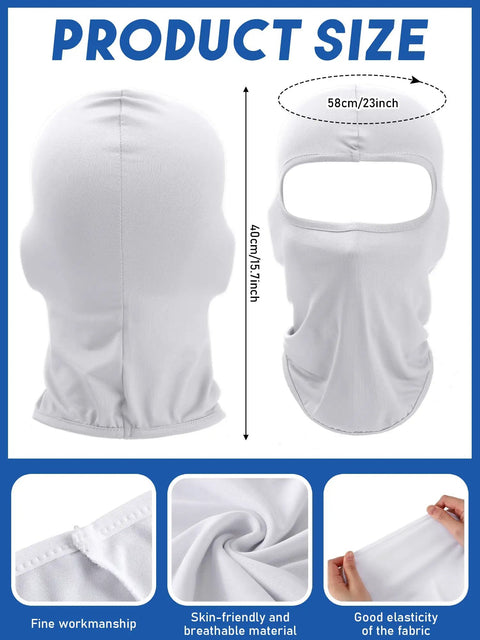 9 Pack Men Ski Masks Balaclava Full Face Hood size dimensions and fabric detail in white