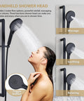 Matte Black Shower Kit With Slide Bar And Handheld Shower Head Brass Hose Adjustable Holder High Pressure Water Flow Anti Rust Finish All In One Bath Upgrade For Easy Rinsing And Spa Like Showers with 3 spray options