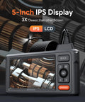 5-Inch IPS display of 50ft Sewer Camera With 1080P HD Triple Lens Borescope focused on inspecting gears
