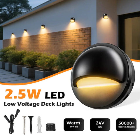 Low Voltage LED Deck Lights Kit With Transformer Timer And Photocell Sensor No Fuss Setup IP67 Waterproof Outdoor Lighting