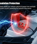 Heavy Duty Automatic Reset Circuit Breaker 10A Waterproof Stud Bolt For Trucks And Trailers in vehicle engine bay with protective shield.