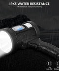 Rechargeable Spotlight With 2,000,000 Lumens, Handheld Hunting Flashlight With COB Light And Solar Panels, waterproof in rain