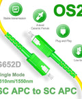 Image of Five Pack 0.3 Meter SC APC To SC APC Fiber Optic Patch Cords Single Mode OS2 G652D 9/125μm 1310nm 1550nm LSZH 3.0mm Simplex Jumpers