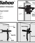 Diagram of Beefy Heavy Duty Self Locking Gate Latch With Handle For Pool And Garden Gates installation on fence post.