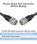 RG8x Coaxial Cable 30 Ft to 100 Ft Kit for Radios and CB Antennas PL259 UHF Male connectors close-up