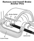 Front view of ball joint press tool with U-shaped silver frame and long threaded screw; automotive removal tool.