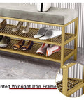 Industrial Shoe Bench With Three Tier Rack And Boot Storage Entryway Organizer With Mesh Shelves Space Saving Shoe Cabinet