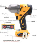 Beast Torque 500 Foot Pounds 20V Cordless Half Inch Brushless Impact Wrench With 4 Speed Settings shown with labeled parts