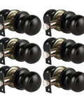 Matte Black Door Knob Set 6 Pack Round Interior Door Handles For Hallways And Closets Non Locking Passage Knobs With Durable Lockset