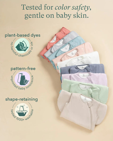 Stack of Supersoft Sleep Sack 1.0 TOG Baby Sleeping Bag With Bamboo Viscose Two Way Zipper in various colors