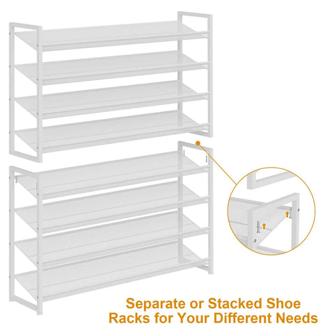 Heavy Duty Metal Vertical Shoe Rack Stackable Eight Tier White Organizer To Store Up To Fifty Pairs Of Footwear At Entryways Or Closets While Saving Floor Space And Keeping Your Daily Kicks Looking Crisp And Fully Sorted All Season Long