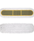 Heavy Duty 2 Pack 36 Inch Cotton Dust Mop Replacement Heads, white and green pads for efficient cleaning, washable refills.