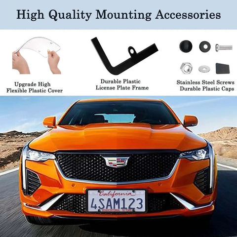 Clear License Plate Cover And Frame Set One Pack With Screws And Caps For Front And Rear UV Resistant PTE Shield Durable Plate Protector