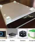 Heavy Duty Self Adhesive Rubber Feet 50 Pack Clear Trapezoid Bumper Pads on speaker dock for stable electronic setup.