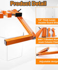 Universal Drill Press Guard Shield Built Tough For 2 To 4 Inch Column Drills Flip Safety Fence Accessory highlighting 1/4" Lexan shield and T-slotted clamp.