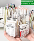 Hands holding 360 Degree Rotating Makeup Organizer With Lazy Susan Turntable, Clear Acrylic Cosmetic Storage Tray for Vanity