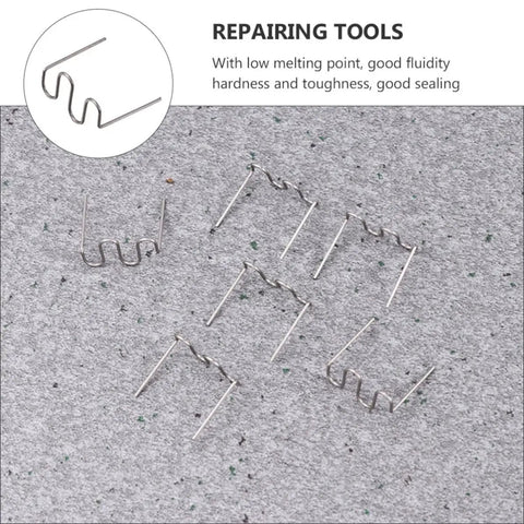 Top Pick 1000 Pcs Car Bumper Repair Rods Welding Wire Steel Silver Stapler Fix Kit For Plastic Abs Pvc Nylon Auto Body Work Super Easy Deal close-up of repair rods with low melting point on grey background.