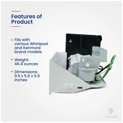 Icemaker Replacement For Whirlpool Refrigerator No Fuss DIY Friendly Easy Install Compatible With WPW10251076 front angle view