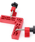 90 Degree Positioning Plastic Right Angle Clamp For Woodworking With 120mm Scale And Complete Accessories in red with clamping knobs