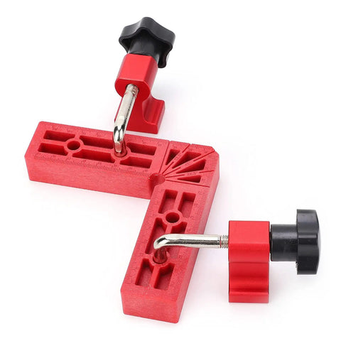 90 Degree Positioning Plastic Right Angle Clamp For Woodworking With 120mm Scale And Complete Accessories in red with clamping knobs