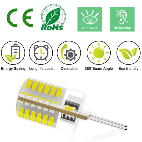 Diagram of G8 LED Bulb Dimmable T4 Bi Pin JCD Type Base 6000K Daylight White 3W Halogen Replacement For Under Cabinet Lighting features
