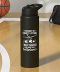 Glider Pilot Water Bottle For Sailplane Lovers, Stainless Steel Insulated Bottle With Aviation Themed Design on basketball court