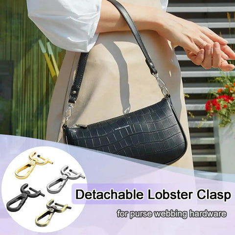 Heavy Duty Detachable Swivel Snap Hooks In Black Set Of Four Lobster Claw Clasps With Tight Grip Action for a black purse strap.