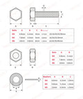 652 Piece Heavy Duty Bolts And Nuts Set Grade 8.8 M4 M5 M6 Assortment Kit dimensions and specifications chart