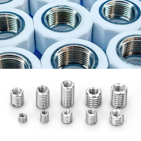 55 Piece Metric Threaded Insert Kit With Thread Reducer Nuts For Metal Repair And Mechanical Assembly M2 M2.5 M3 Stainless Steel Fastener Set