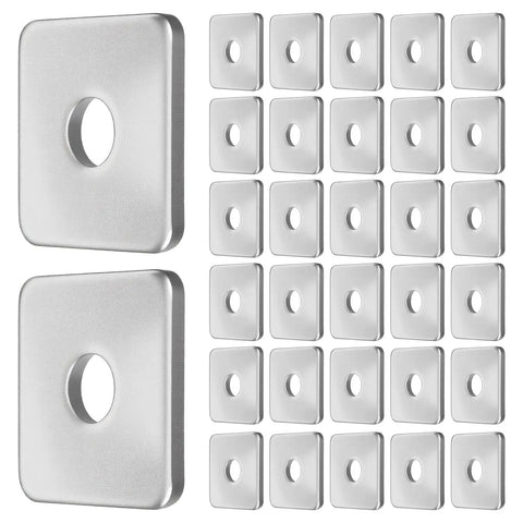 Tough As Nails 30 Piece Square Washer Set 2X2 Inch Galvanized Heavy Duty Carbon Steel Anti Vibration Fasteners laid out in a grid.