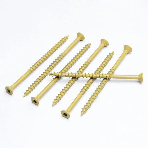 Tan Exterior Deck Screws Two And A Half Inch No Ten Wood Screws For Outdoor Decking 62 Piece Pack Rust Resistant
