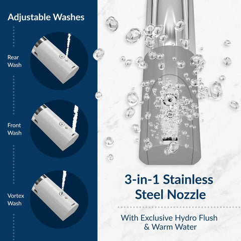 3-in-1 Stainless Steel Nozzle for Straight Up Luxe Electric Bidet Toilet Seat with adjustable wash options.