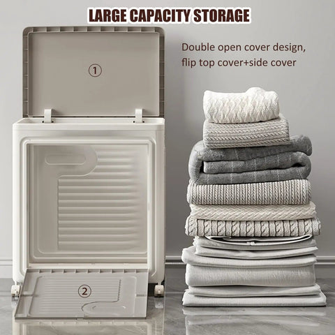 Super Chunky Foldable Storage Bin With Smooth Rolling Wheels And Secure Flip Lid For Clothes Bedding And Home Closet Organization Clutter Crushing Daily Go To