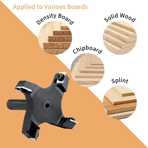 Pro Grade Heavy Duty Slab Flattening Router Bit With Four Wing Carbide Inserts for wood and board surfacing applications