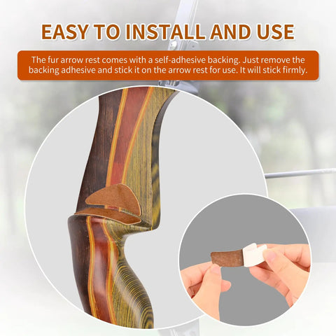 Fur Arrow Rest For Recurve Bow Stick On Adhesive Shelf Rest, Moon Shape Design, 4 Pairs Brown, installation view
