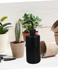 Two Pack Plastic Squeeze Bottles With Curved Nozzle For Precise Plant Watering And Cleaning, Perfect For Succulents, Terrariums, And Fish Tank Maintenance, Narrow Space Access, Easy Bottom Cleaning black bottle shown with curved nozzle for succulent watering