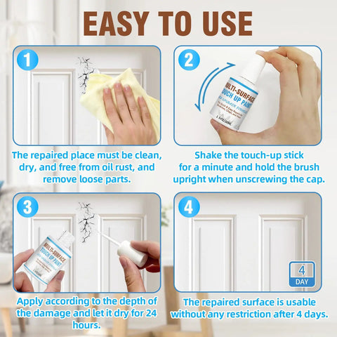 Instructions for using White Touch Up Paint Pen, Multi Surface Quick Dry Porcelain White For Dresser, Door, Floor, Cabinet, Appliance And Bathtub, 1 Fl Oz, High Gloss Finish For Scratches And Spots, DIY Friendly No Mess