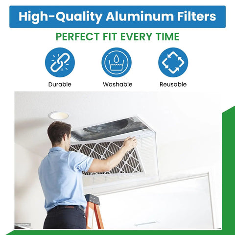 Person installing Replacement Aluminum Pre Post Filter For Trion Air Cleaners HE1400 MAX5 1400 IAQ1400 AirBear 12.5 X 16 X 0.375 Inches 2 Pack